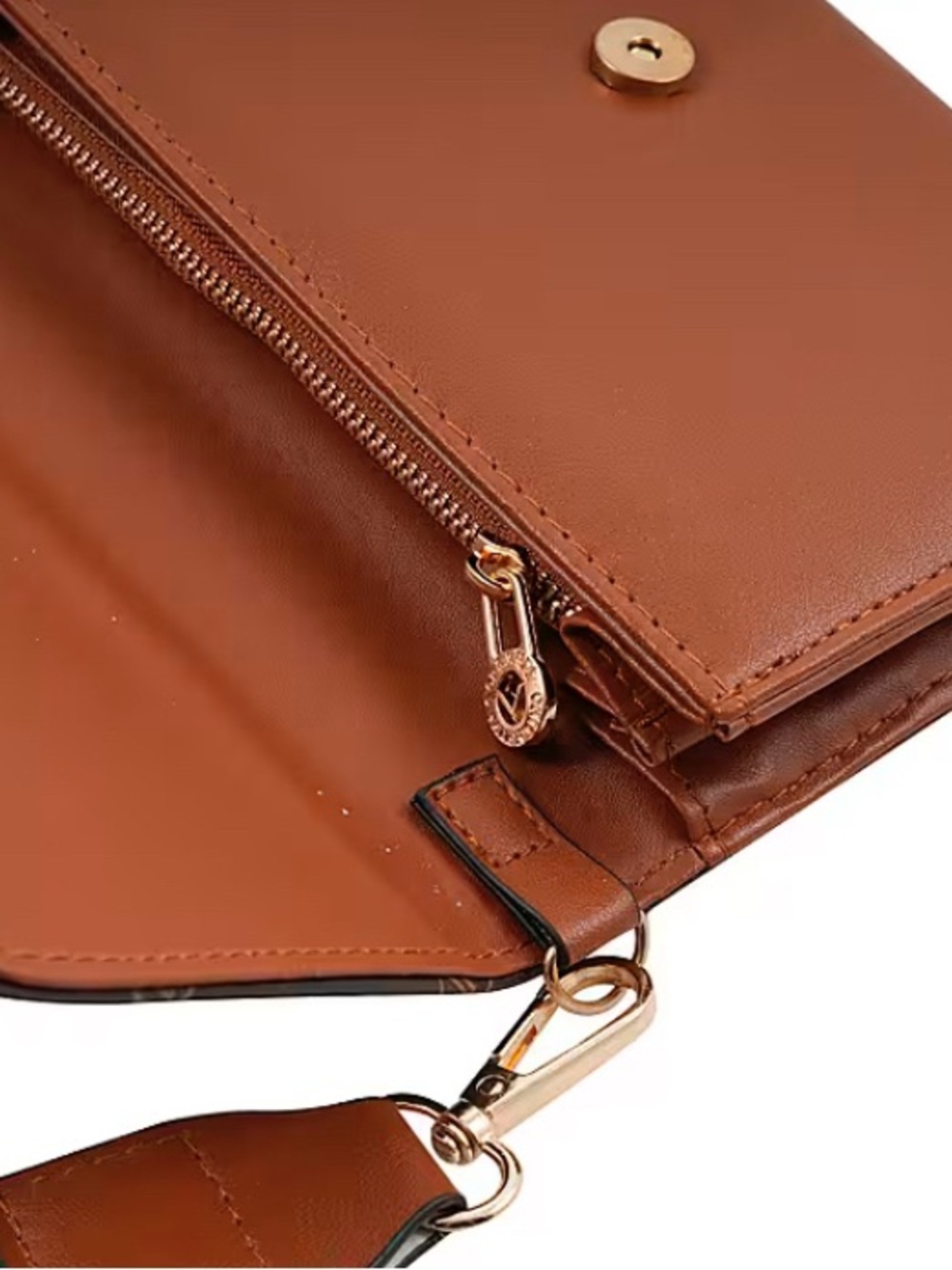 Valentino Orlandi printed crossbody bag. Brown & cognac vegan leather. - Picture 6 of 6